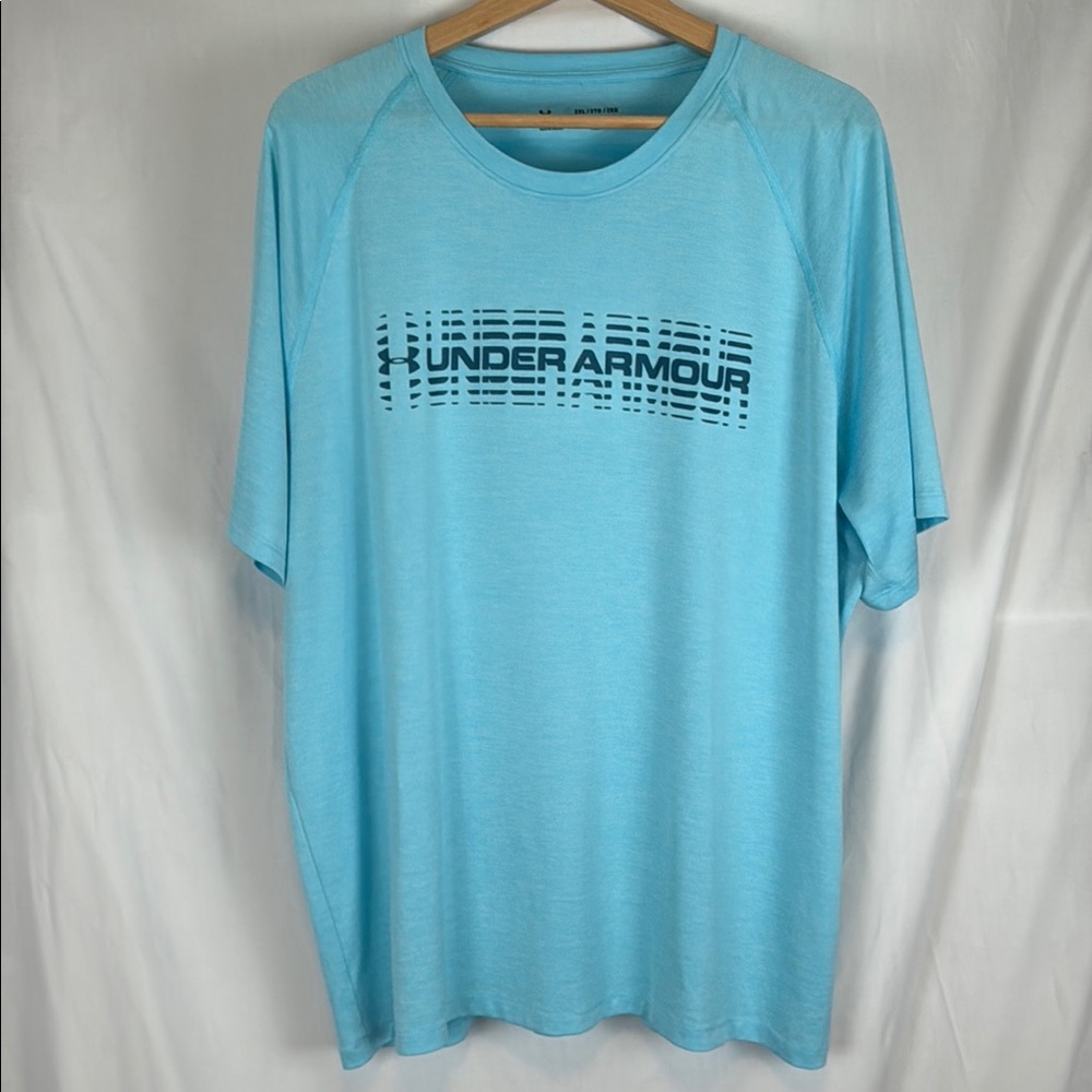 Men's Under Armour Heat Gear Lt. Blue Short Sleeve Tee Casual Fit Size 2X